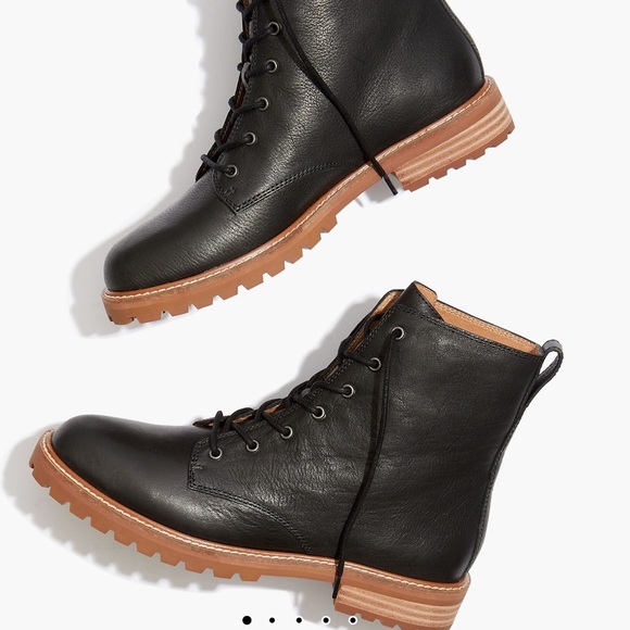 Madewell The Clair Lace-Up Boot in Black Leather 8 - Picture 1 of 15